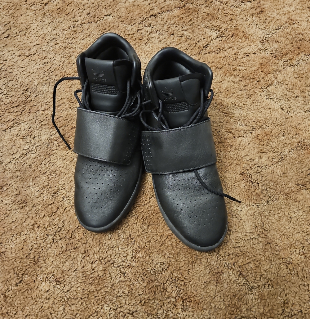 adidas Men's Black High-Top Strap Sneakers - Sleek Leather